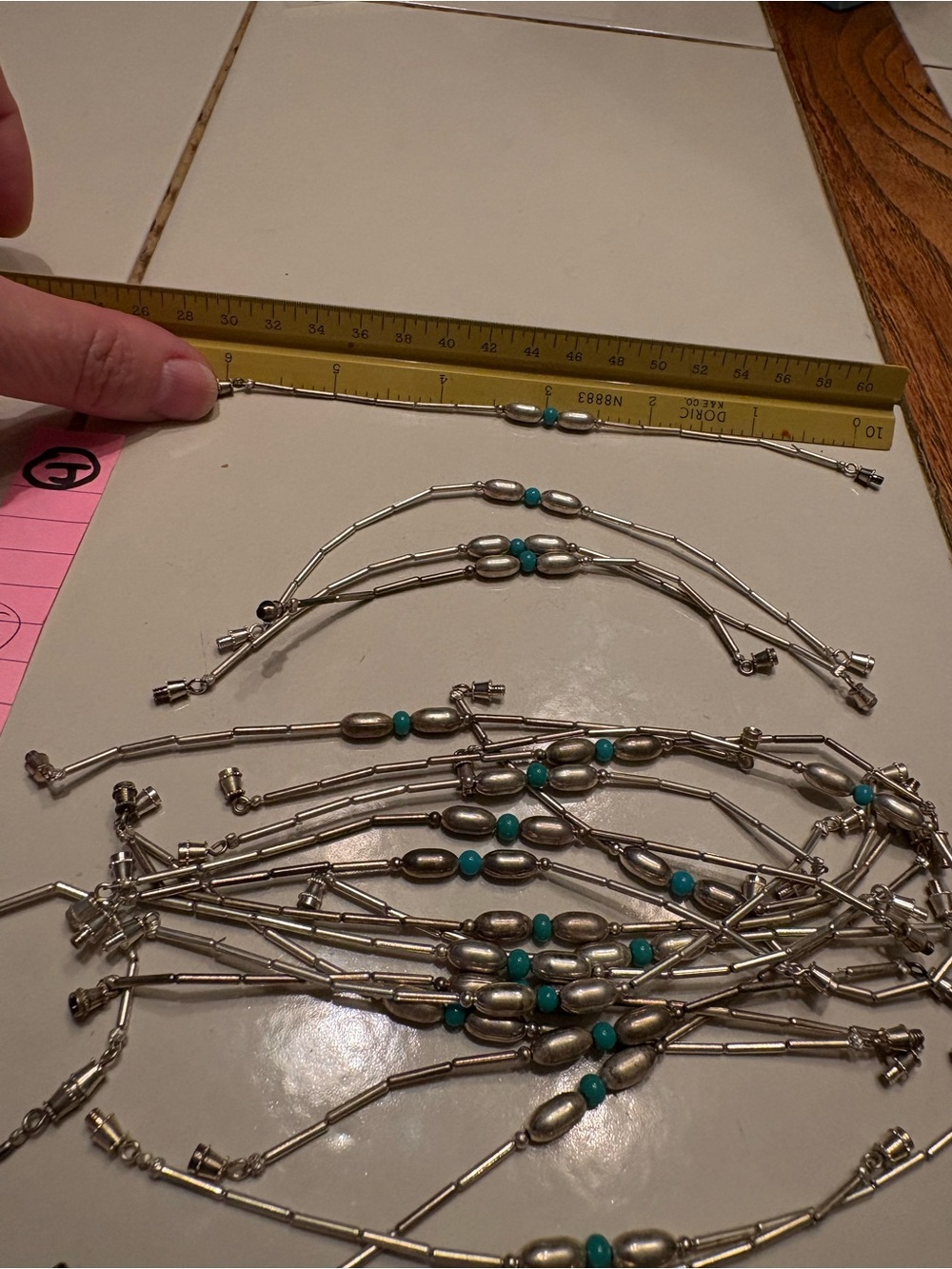 23 Silver-Tone Bracelets with Turquoise Beads - Women's Fashion Bracelet - Picture 5 of 5